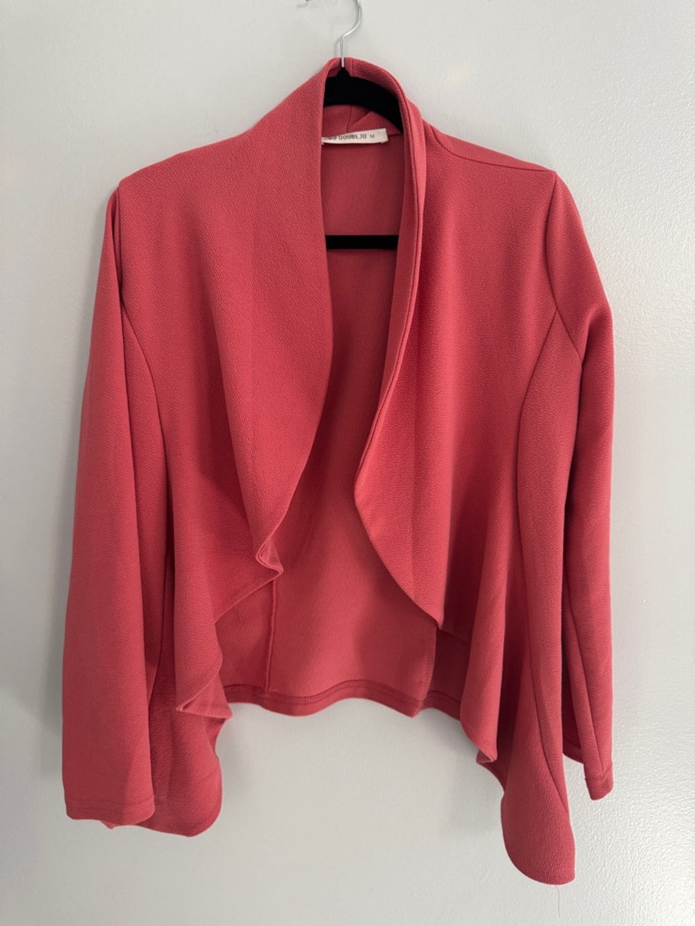 Open Front Draped Cardigan Jacket - Coral Pink